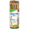 GIOTTO Pot de 24 crayons de couleurs Méga, or et argent, mine 5,5mm