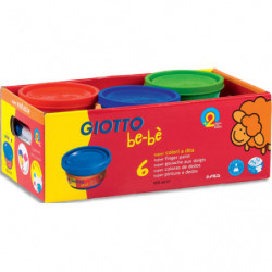 GIOTTO BE-BE, Coffret de 6 pots gouache doigts 100 ml assortis + accessoires