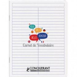 CONQUERANT Cahier de vocabulaire classique agrafé 17x22 cm 96 pages 90g reglure specifique polypro