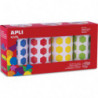 APLI KIDS Boîte de 4 rouleaux de gommettes hexagonales 20mm, couleurs ass (bleu, rouge, jaune et vert)