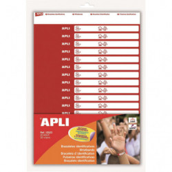 APLI KIDS Boîte de 2 feuilles A4 pour imprimer 32 bracelets d'identification pour enfants