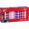 APLI KIDS Boîte de 4 rouleaux de gommettes rondes 20 mm (7 080 unités), couleurs assorties