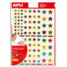 APLI KIDS Pochette de 6 feuilles (624 u) de gommettes forme étoiles couleurs métallisées
