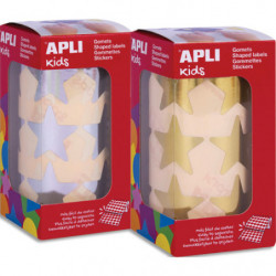 APLI KIDS Boîte de 2 rouleaux de gommettes étoiles 33mm couleurs or et argent