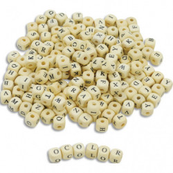O COLOR Sachet de 440 perles cubes en bois alphabet, diamètre 10 mm