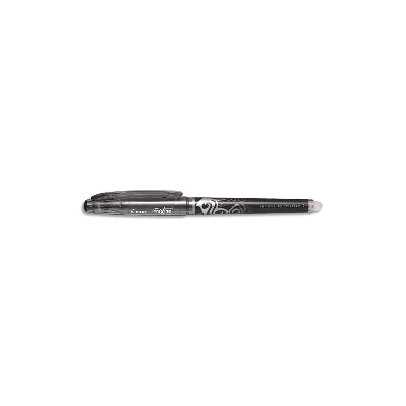 PILOT Stylo Roller FriXion Point, pointe hi-tec fine, s'efface à la gomme en bout de stylo,coloris Noir.