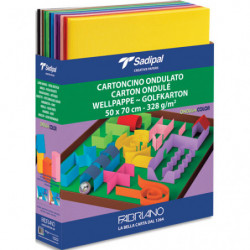 FABRIANO Lot de 5 feuilles de carton ondulé 328g, dimensions 50 x 70 cm, coloris assortis