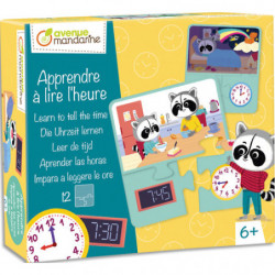 AVENUE MANDARINE Boîte puzzle thème apprendre à lire l'heure 12 puzzle de 3 pièces, bords arrondis