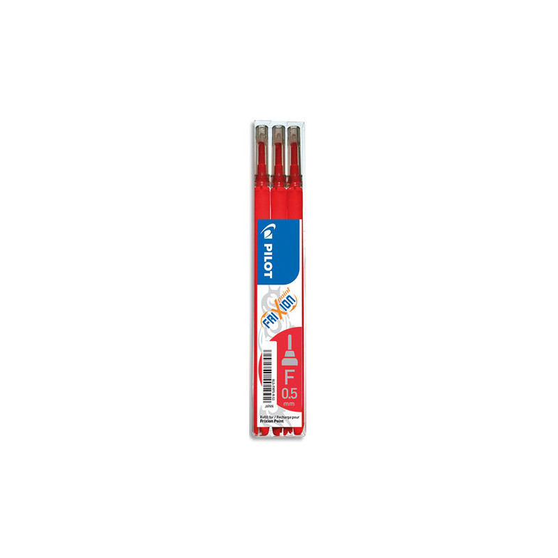 PILOT Set de 3 recharges pour roller FriXion Point. Pointe fine 0,5 mm. Encre Rouge.