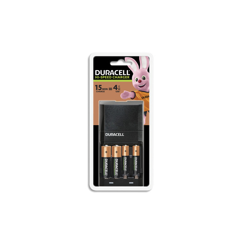 DURACELL Chargeur Piles Rechargeables 45 minutes, CEF27 avec 2 accus AA 1300 mAh et 2 accus AAA 750 mAh