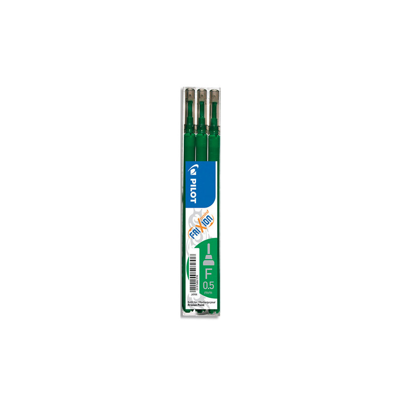 PILOT Set de 3 recharges pour roller FriXion Point. Pointe fine 0,5 mm. Encre Vert.