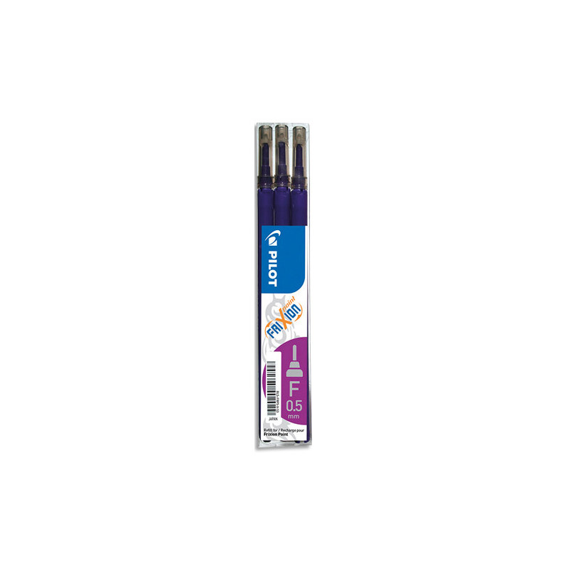 PILOT Set de 3 recharges pour roller FriXion Point. Pointe fine 0,5 mm. Encre Violet.