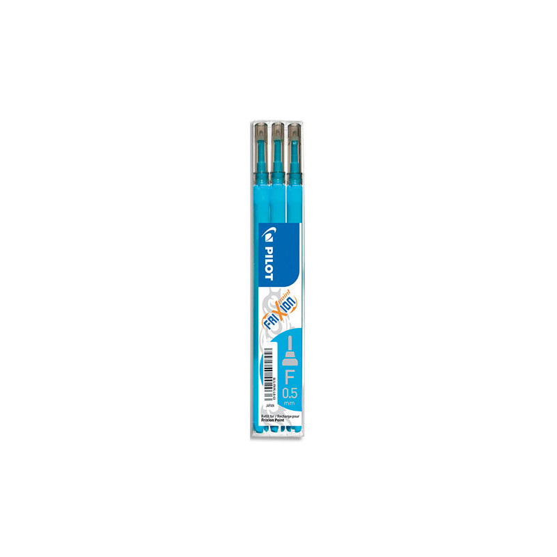 PILOT Set de 3 recharges pour roller FriXion Point. Pointe fine 0,5 mm. Turquoise.