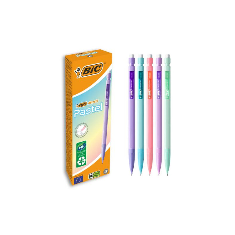 BIC Porte-mine pastel MATIC aux couleurs pastel. Fournis avec 3 mines HB 0,7 mm de 9 cm