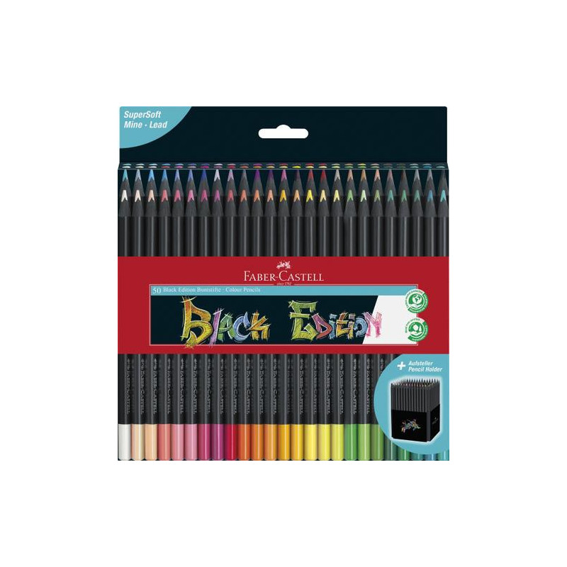 FABER CASTELL Etui en carton de 50 crayons de couleur Black Edition