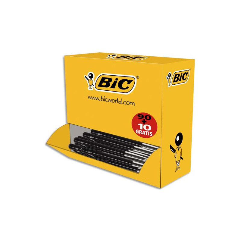 BIC M10 Original Stylos-Bille Rétractables Pointe Moyenne (1,0 mm) - Noir, Boîte de 90+10