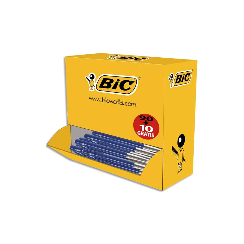 BIC M10 Original Stylos-Bille Rétractables Pointe Moyenne (1,0 mm) - Bleu, Boîte de 90+10