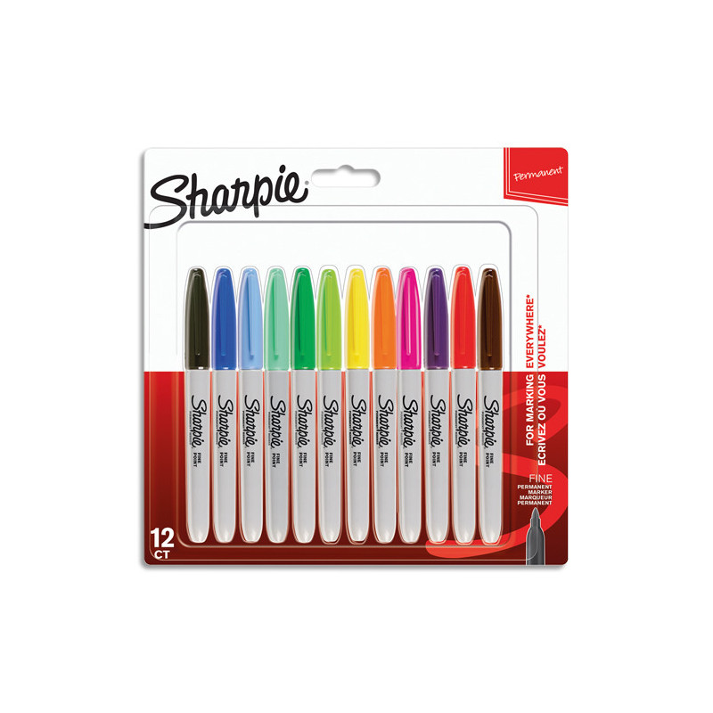 SHARPIE Fine Marqueur Permanent Blister de 12 Assortis Standard