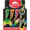 MAPED Etui carton de4 surligneurs FLEX. Pointe douce et flexible. Couleurs jaune, vert, rose, orange