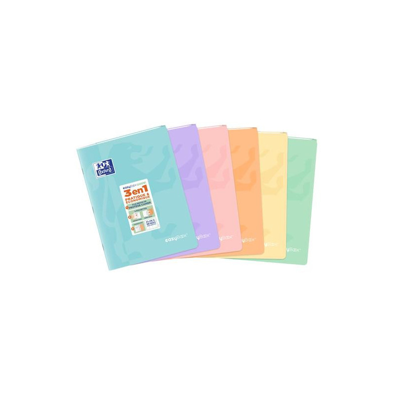 OXFORD Cahier easyBook couverture PP reliure piqûre 96 pages Seyès format 21x29,7cm.Coloris assorti paste