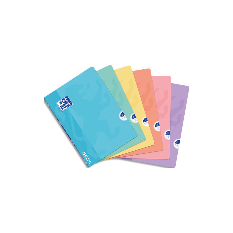 OXFORD Cahier piqûre OpenFlex polypropylène 96 pages 21x29,7 cm grands carreaux Seyès. Coloris assortis p