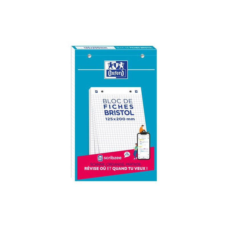 OXFORD Bloc de 30 feuilles BRISTOL OXFORD perforées 12,5 x 20 cm 210g 5x5 Blanc