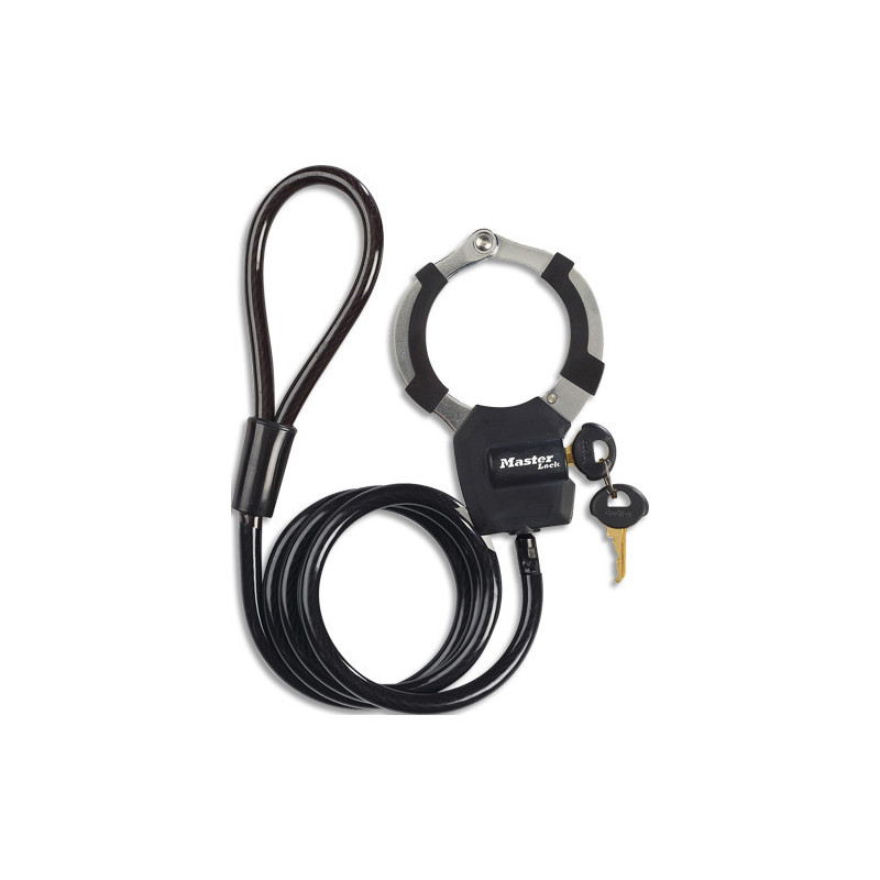 MASTER LOCK Street Cuff &trade; C&acirc;ble acier tressé 1m x &Oslash; 8 mm avec menotte noir