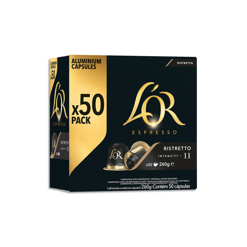 L&#39;OR Boîte de 50 dosettes Espresso Ristreto