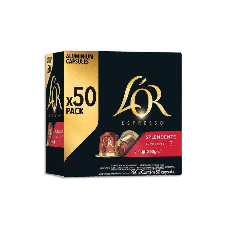 L&#39;OR Boîte de 50 dosettes Espresso Splendente