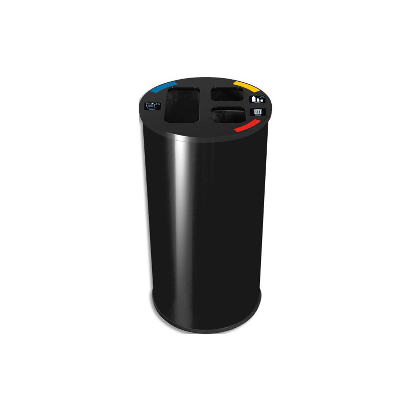 PROBBAX Collecteur 60L tri sélectif - 3 compartiments - noir