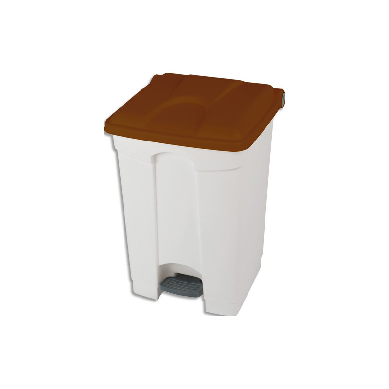 PROBBAX Collecteur à pédale Capacité 45L blanc marron