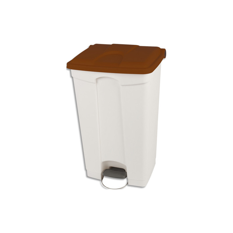 PROBBAX Collecteur à pédale Capacité 90L blanc marron