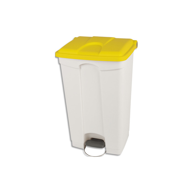 PROBBAX Collecteur à pédale Capacité 90L blanc jaune