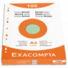 EXACOMPTA Étui de 100 fiches bristol perforées 210x297mm A4 quadrillées 5x5 assortis