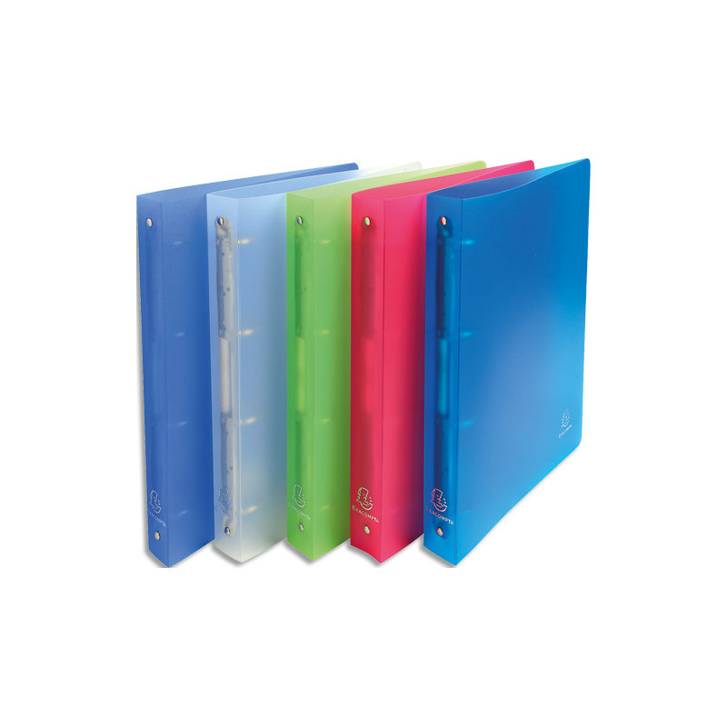 EXACOMPTA Classeur 4 anneaux CHROMALINE dos 4cm PP 7&#47;10e. Format A4+. Coloris assortis classique