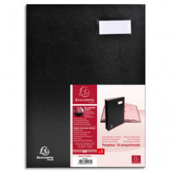 EXACOMPTA Parapheur DIRECTION 18 compartiments couverture plastifiée PVC. Format 24x32cm. Coloris Noir