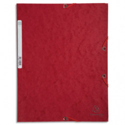 EXACOMPTA Chemise 3 rabats et élastique, en carte lustrée 5&#47;10e, 400gr. Format 24x32cm. Coloris Cerise