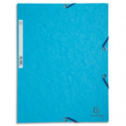 EXACOMPTA Chemise 3 rabats et élastique, en carte lustrée 5/10e, 400gr. Format 24x32cm. Coloris Turquoise
