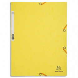 EXACOMPTA Chemise 3 rabats &amp; élastique, en carte lustrée 5&#47;10e, 400gr. Format 24x32cm. Jaune Citron