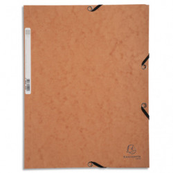 EXACOMPTA Chemise 3 rabats et élastique, en carte lustrée 5&#47;10e, 400gr. Format 24x32cm. Coloris Tabac