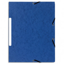 EXACOMPTA Chemise 3 rabats et élastique carte marbrée recyclée 4/10e 355gr. Format 24x32cm. Coloris Bl