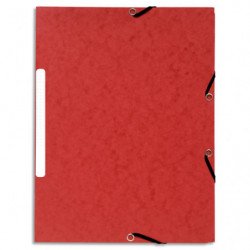 EXACOMPTA Chemise 3 rabats et élastique carte marbrée recyclée 4&#47;10e 355gr.Format 24x32cm.Coloris Roug