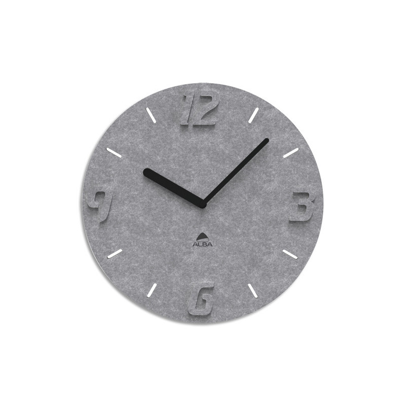 ALBA Horloge murale D30 cm en PET 100% recyclé. Pile AA non fournie. Gris foncé
