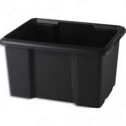 SUNDIS Bac de rangement noir superposable empilable France matière recyclée 45L 39,5 x 43,5 x 55,5 cm