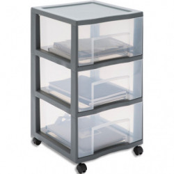 SUNDIS Tour plastique Tower 3 tiroirs XL (l x h x p) 38,5 x 64,5 x 37 cm