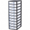 SUNDIS Tour plastique Orgamix 10 tiroirs 36,5 x h81,5 x 26 cm Système d&#39;arrêt à l&#39;ouverture