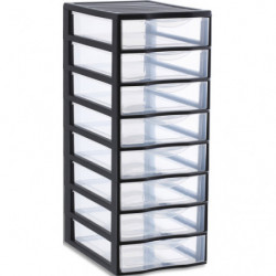 SUNDIS Tour plastique Orgamix 8 tiroirs. 36,5xh65x26cm Système d'arrêt à l'ouverture