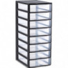 SUNDIS Tour plastique Orgamix 8 tiroirs. 36,5xh65x26cm Système d&#39;arrêt à l&#39;ouverture