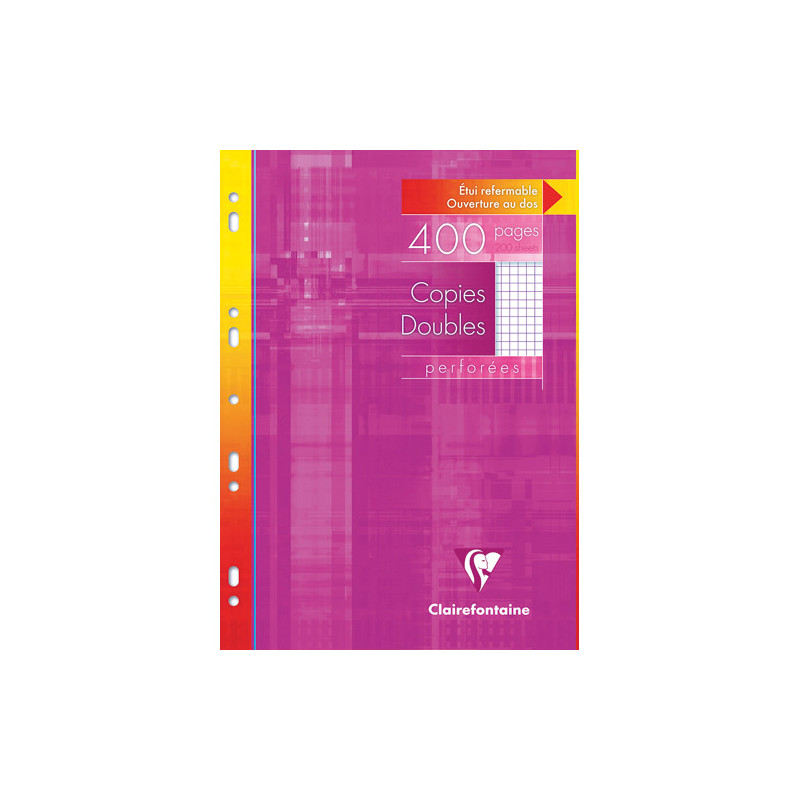 CLAIREFONTAINE Copies doubles perforées Blanche 21x29,7cm 400pages petits carreaux 90g Sous étuis carton