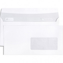 CLAIREFONTAINE Paquet de 50 enveloppes Blanches auto-adhésives 80 gr format 110x220mm fenêtre 45x100mm